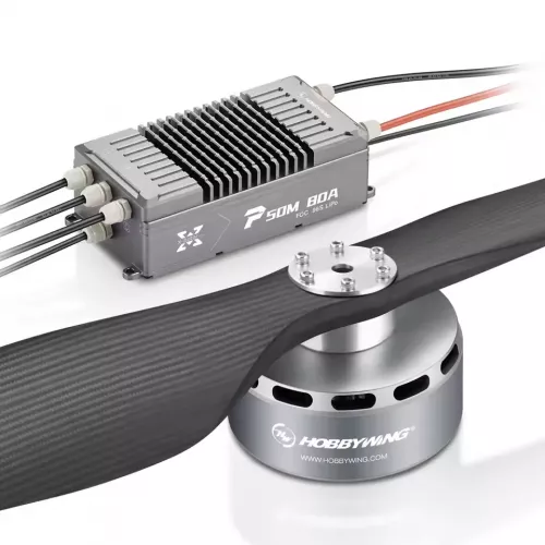 Бесколлекторный мотор Hobbywing P50M 400В 9KV/11KV, 104кг, ESC 80A, винт 64x20", для дронов 60мм