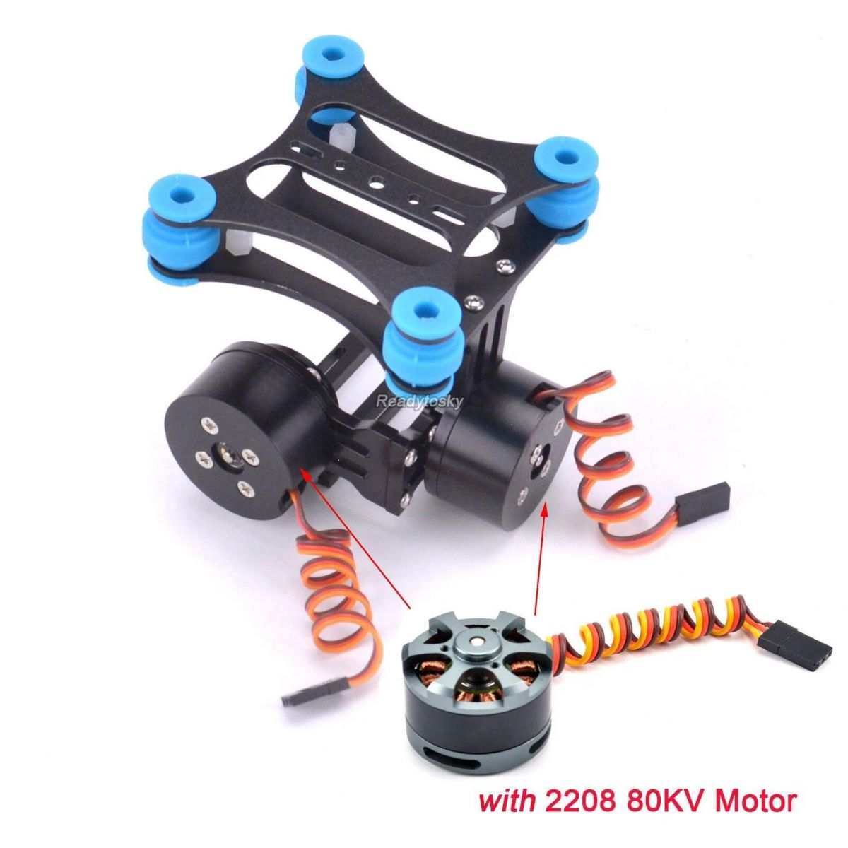Бесщёточный карданный подвес CNC для камеры + 2 мотора 2208 80KV для Gopro 2/3/Xiaomi Xiaoyi Бесщёточный карданный подвес CNC для камеры + 2 мотора 2208 80KV для Gopro 2/3/Xiaomi Xiaoyi