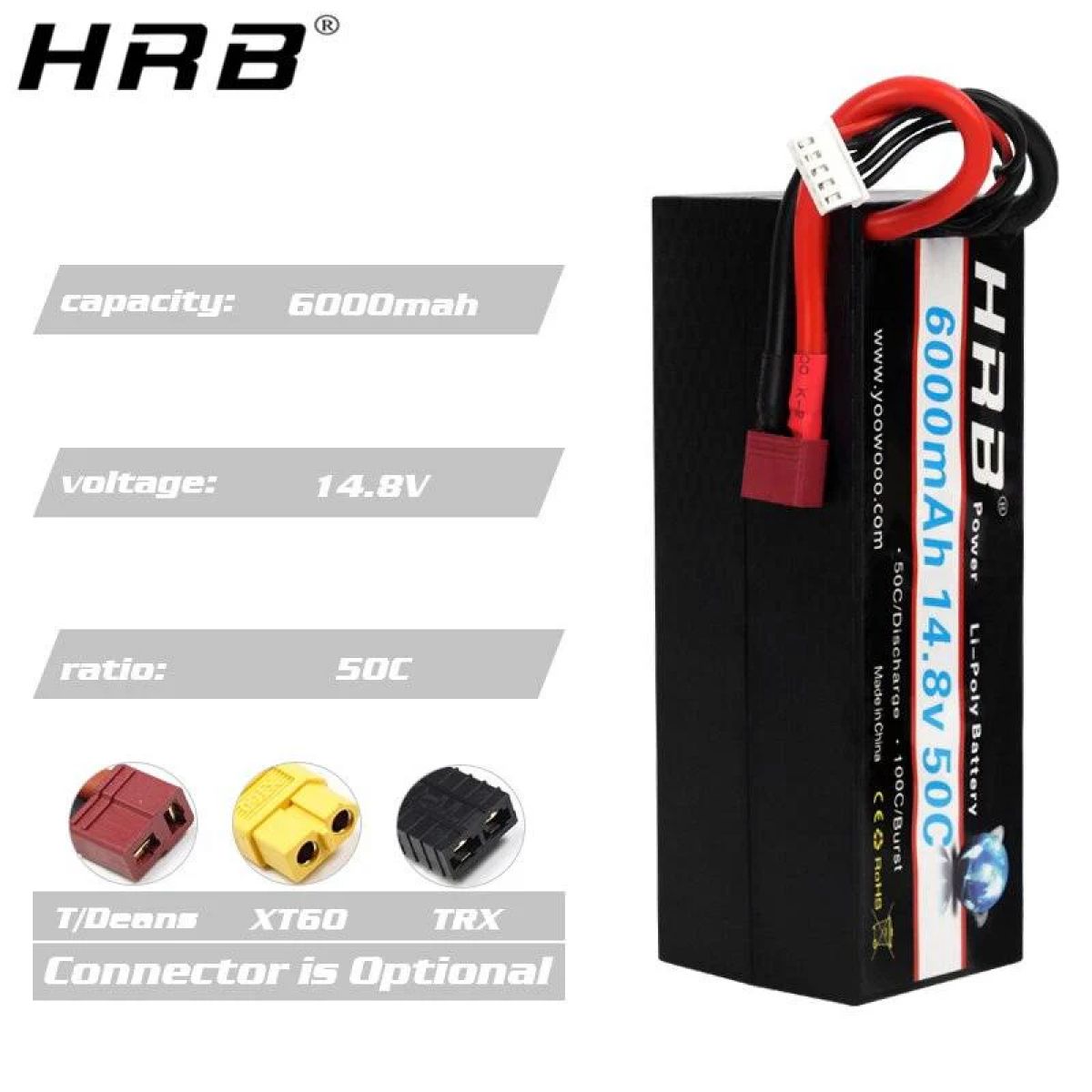 HRB 4S 14.8V 6000mAh LiPo аккумулятор 50C Hard Case Deans T XR60 XT90 EC5 для RC авто, лодок, вертолетов HRB 4S 14.8V 6000mAh LiPo аккумулятор 50C Hard Case Deans T XR60 XT90 EC5 для RC авто, лодок, вертолетов