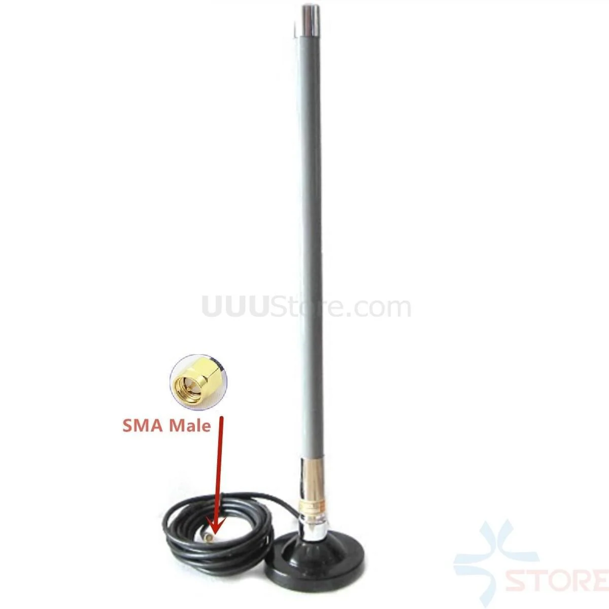 Антенна 1,2G, 16 дБ, стекловолокно, магнитная база с присоской, кабель 3 м, SMA Male Антенна 1,2G, 16 дБ, стекловолокно, магнитная база с присоской, кабель 3 м, SMA Male