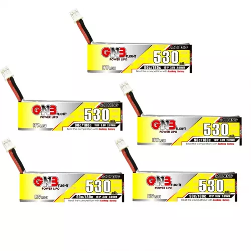 Набор 5 шт. GNB HV LiPo 530mAh 90C/180C 1S-6S с разъёмами PH2.0/XT30U-F для FPV дронов