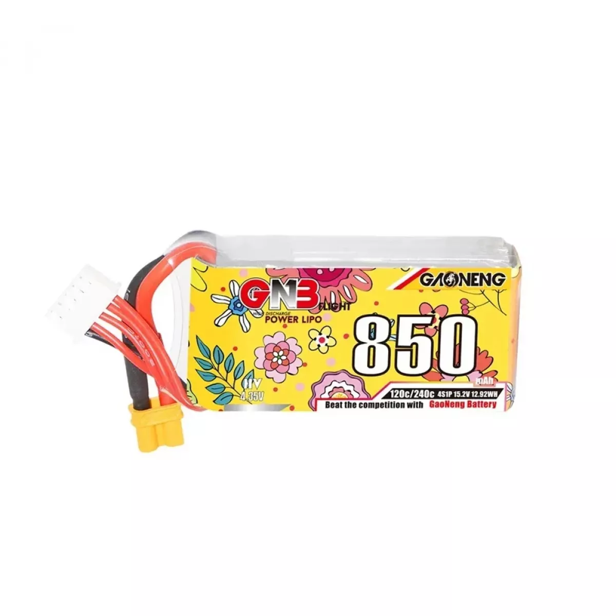 Аккумулятор LiPo GNB 4S HV 15.2В 850мАч для дрона с разъемом XT30 Аккумулятор LiPo GNB 4S HV 15.2В 850мАч для дрона с разъемом XT30