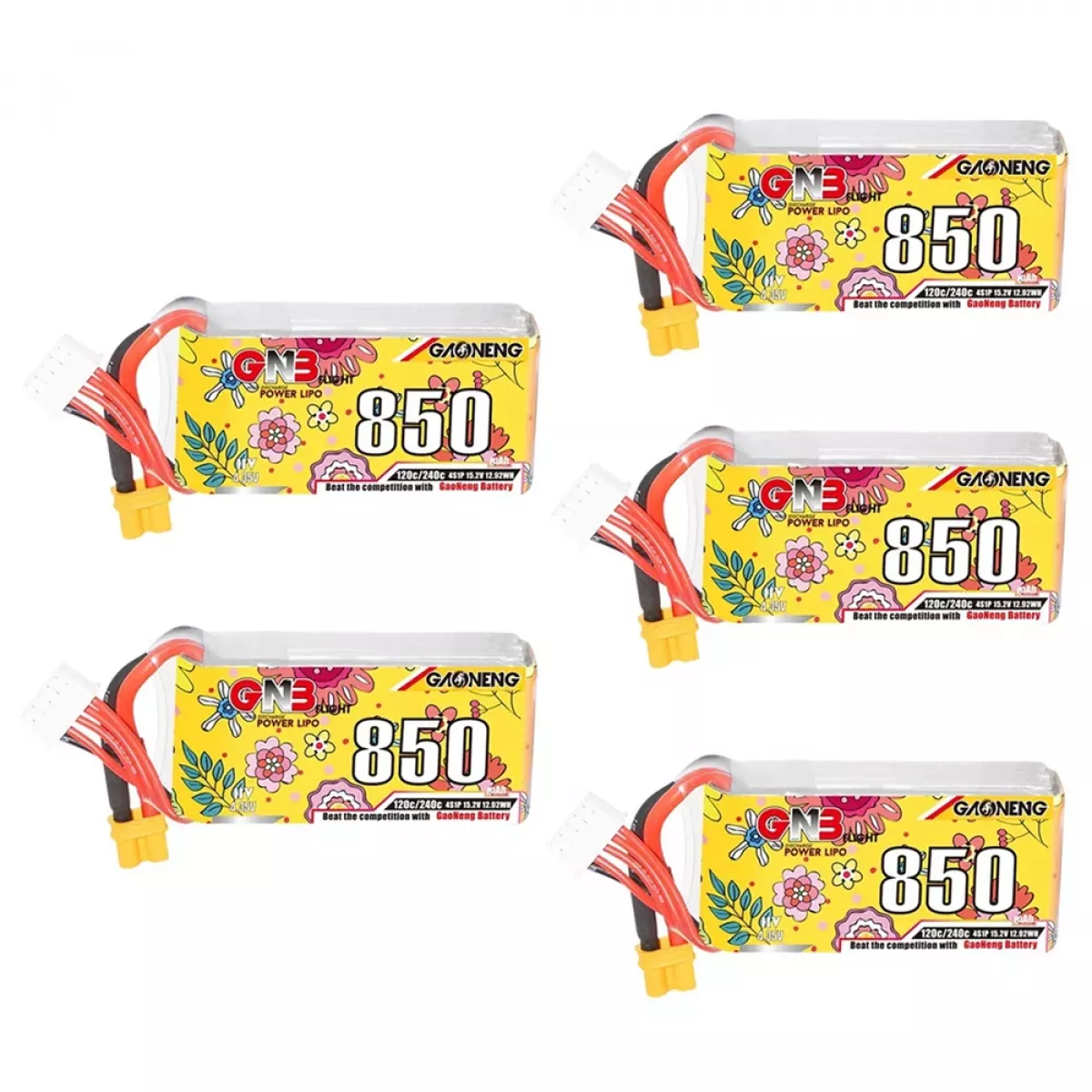 Аккумулятор LiPo GNB 4S HV 15.2В 850мАч для дрона с разъемом XT30 Аккумулятор LiPo GNB 4S HV 15.2В 850мАч для дрона с разъемом XT30
