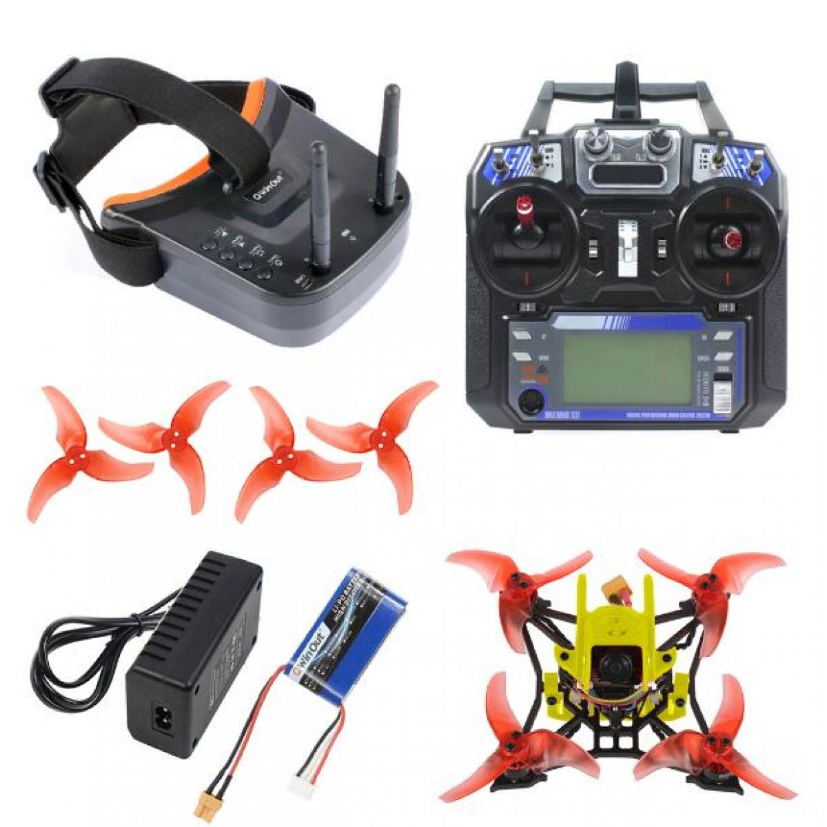 FPV-дрон JMT T100 Toothpick: камера 1200TVL PAL/NTSC, пульт FS I6, очки 5.8G LST-009 FPV-дрон JMT T100 Toothpick: камера 1200TVL PAL/NTSC, пульт FS I6, очки 5.8G LST-009