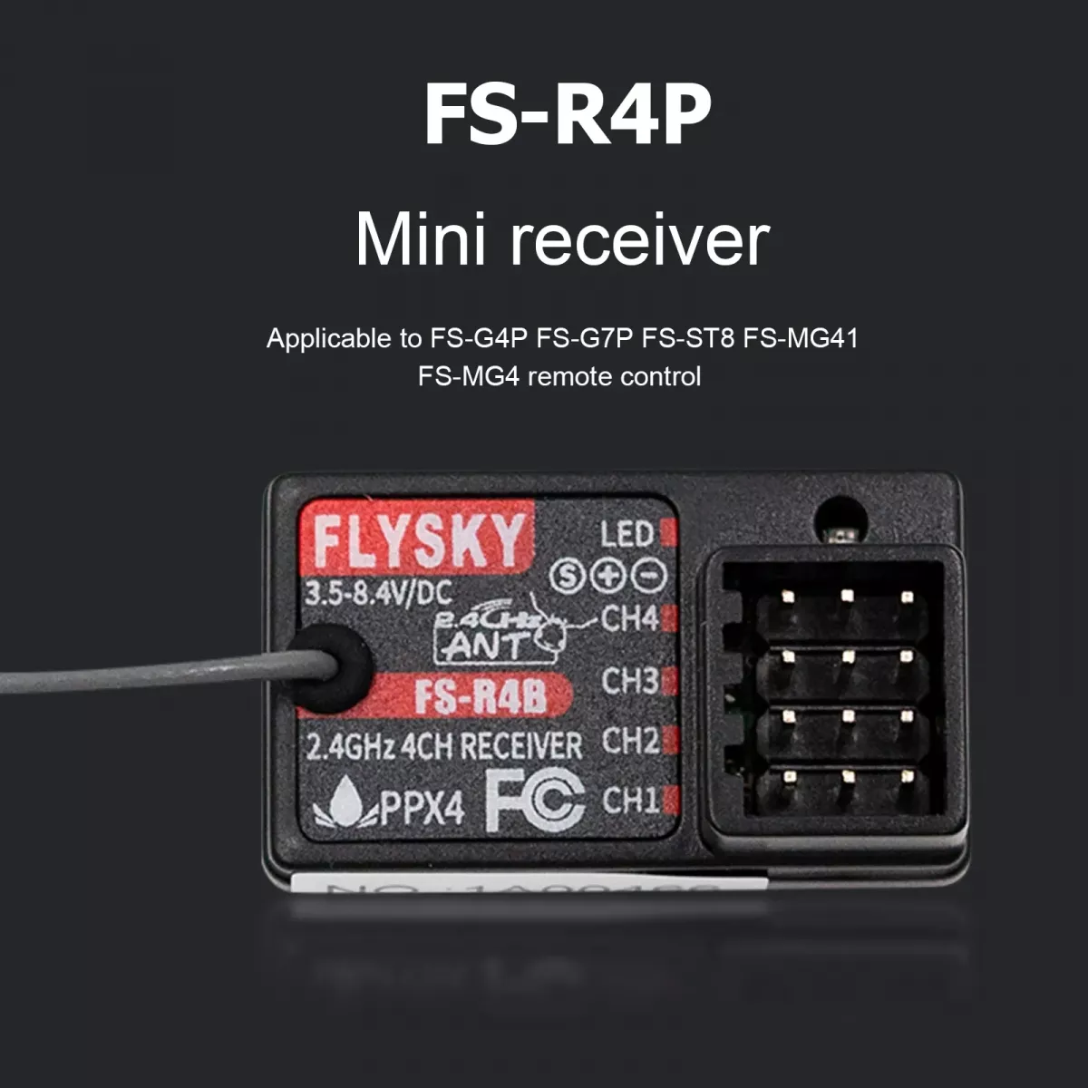 Flysky FS-R4B 4CH 2.4G цифровой приёмник — универсальный радиопередатчик для FS-G7P FS-ST8 FS-MG41 FS-MG4 Flysky FS-R4B 4CH 2.4G цифровой приёмник — универсальный радиопередатчик для FS-G7P FS-ST8 FS-MG41 FS-MG4