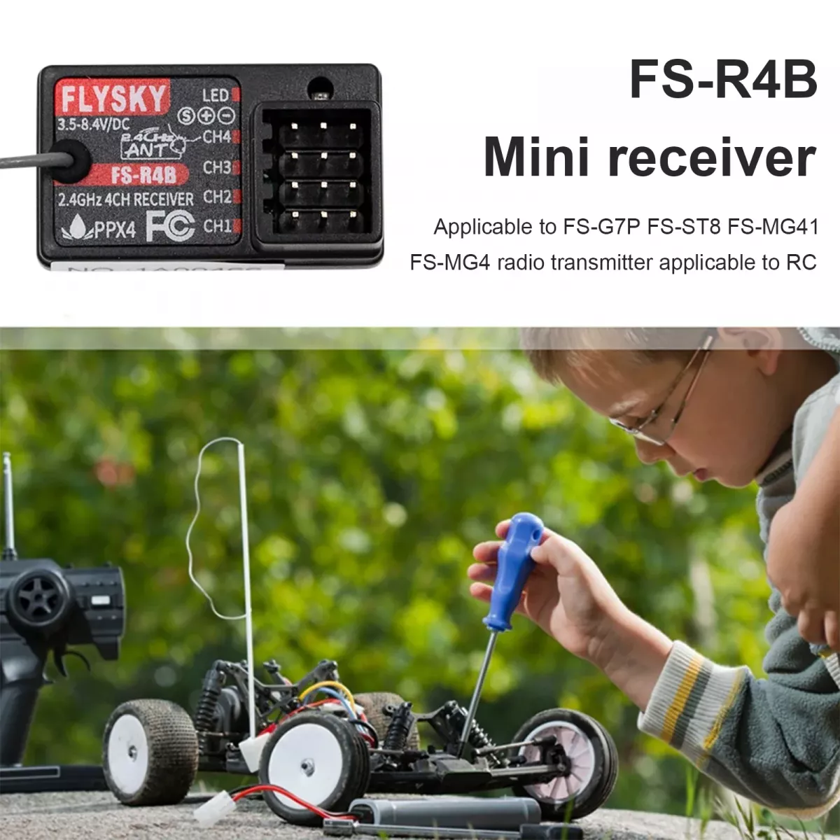 Flysky FS-R4B 4CH 2.4G цифровой приёмник — универсальный радиопередатчик для FS-G7P FS-ST8 FS-MG41 FS-MG4 Flysky FS-R4B 4CH 2.4G цифровой приёмник — универсальный радиопередатчик для FS-G7P FS-ST8 FS-MG41 FS-MG4