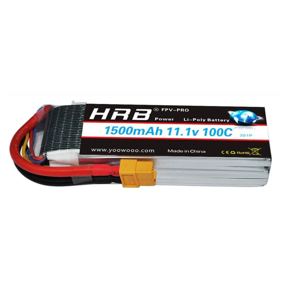 HRB 3S 11.1В 1500мАч LiPo аккумулятор 100C 90x34x22мм для квадрокоптеров, авто и самолетов HRB 3S 11.1В 1500мАч LiPo аккумулятор 100C 90x34x22мм для квадрокоптеров, авто и самолетов