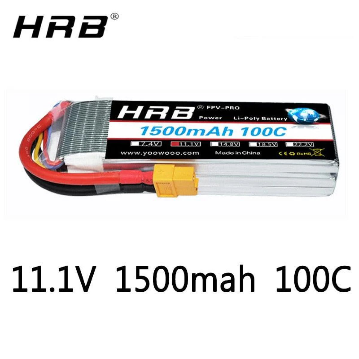 HRB 3S 11.1В 1500мАч LiPo аккумулятор 100C 90x34x22мм для квадрокоптеров, авто и самолетов HRB 3S 11.1В 1500мАч LiPo аккумулятор 100C 90x34x22мм для квадрокоптеров, авто и самолетов