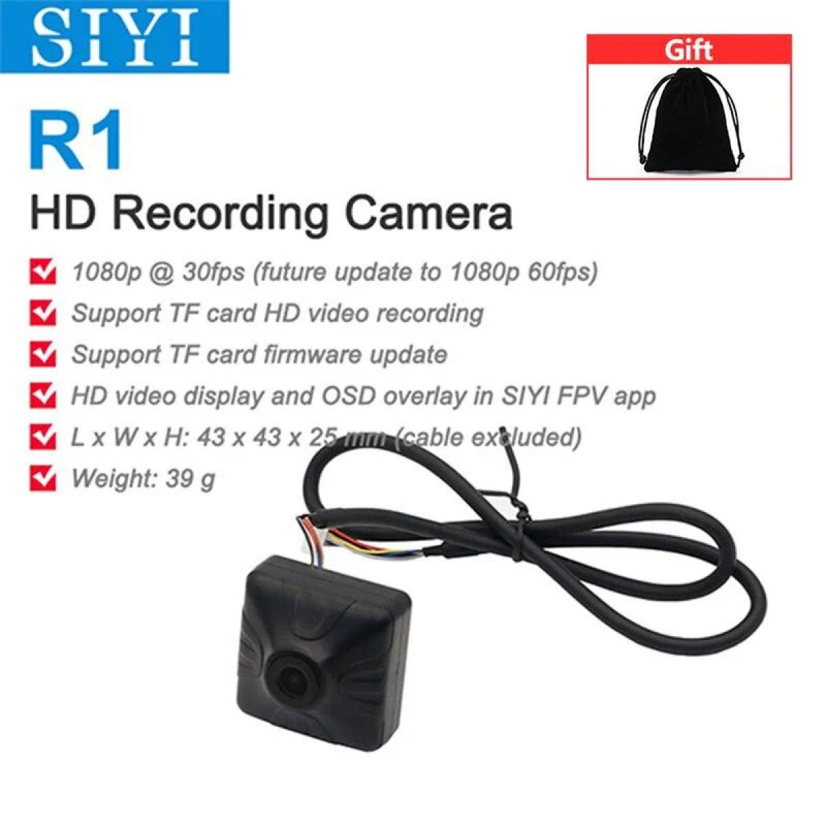 SIYI HM30 система передачи видео FPV, Full HD 1080p 60fps, дальнобойная, камера с записью R1, OSD SIYI HM30 система передачи видео FPV, Full HD 1080p 60fps, дальнобойная, камера с записью R1, OSD