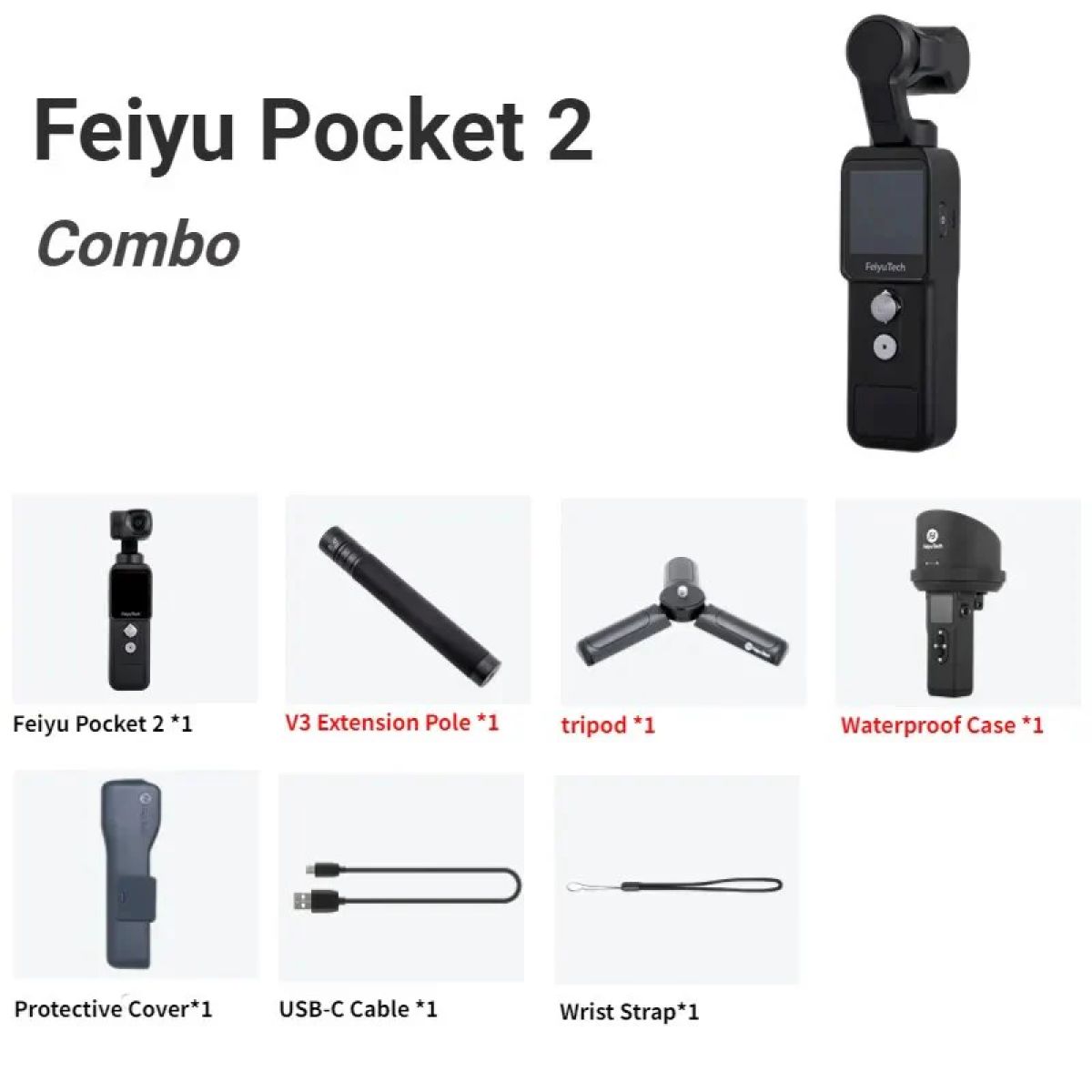 Feiyu Pocket 2 — ручная 3-осевая стабилизированная 4K экшн-камера с микрофоном, 130° обзор, 12 МП, 4X зум Feiyu Pocket 2 — ручная 3-осевая стабилизированная 4K экшн-камера с микрофоном, 130° обзор, 12 МП, 4X зум