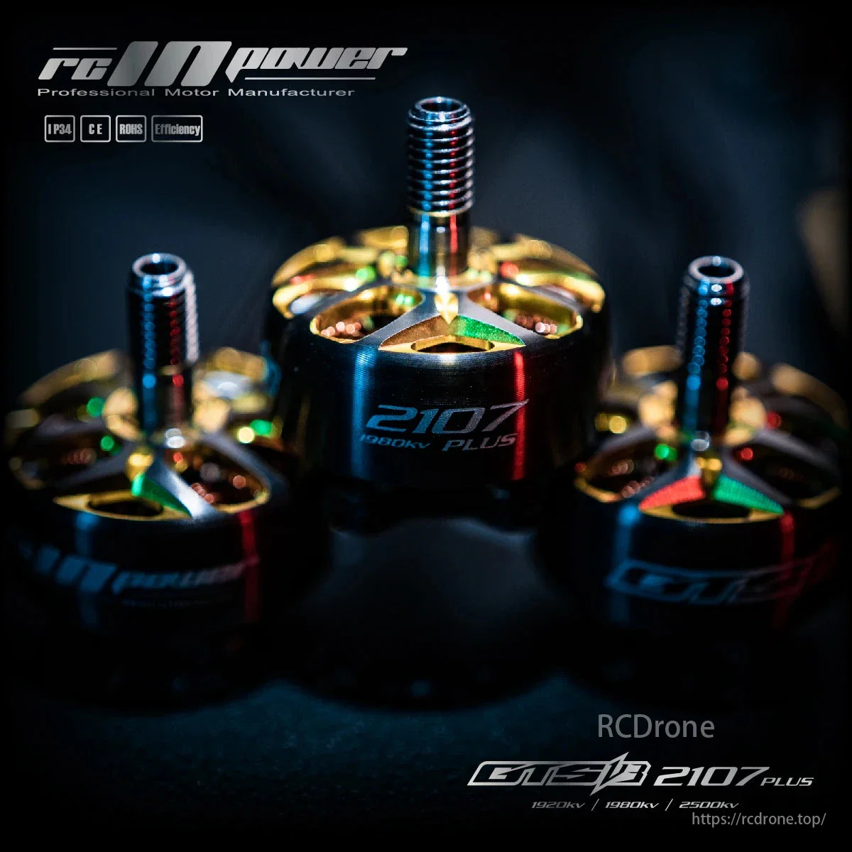Бесколлекторный мотор RCINPower GTS V3 2107 Plus 1980KV/2080KV/2480KV 4–6S для FPV гонок и фристайла Бесколлекторный мотор RCINPower GTS V3 2107 Plus 1980KV/2080KV/2480KV 4–6S для FPV гонок и фристайла