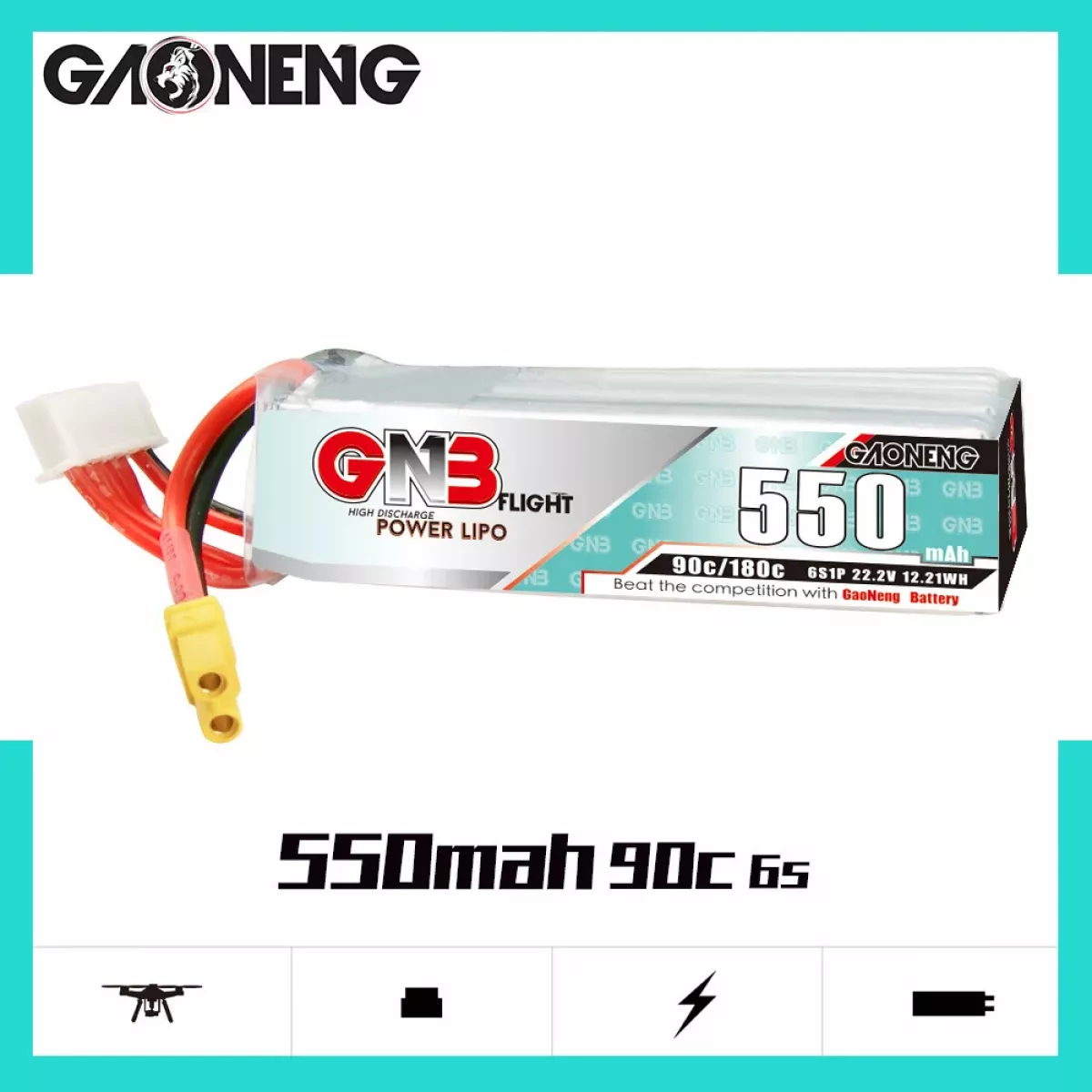 GNB LiPo аккумулятор 2S 3S 4S 6S 7.4V-22.2V 550mAh 90C для квадрокоптера FPV дрона вертолёта GNB LiPo аккумулятор 2S 3S 4S 6S 7.4V-22.2V 550mAh 90C для квадрокоптера FPV дрона вертолёта