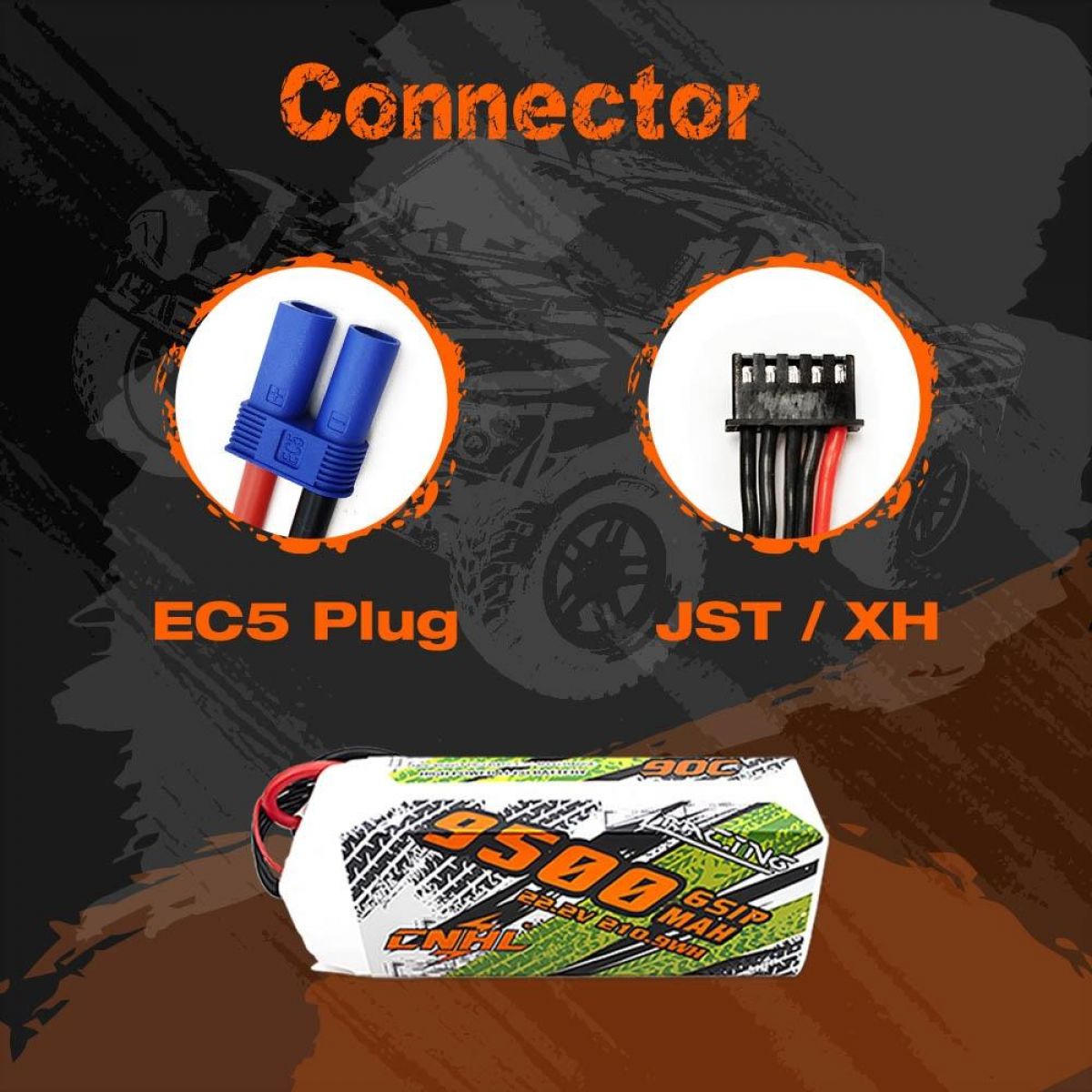 Аккумулятор CNHL Lipo 6S 22.2V 9500mAh 90C EC5 для FPV дрона, RC авто, лодок, танков, самолётов, вертолётов Аккумулятор CNHL Lipo 6S 22.2V 9500mAh 90C EC5 для FPV дрона, RC авто, лодок, танков, самолётов, вертолётов
