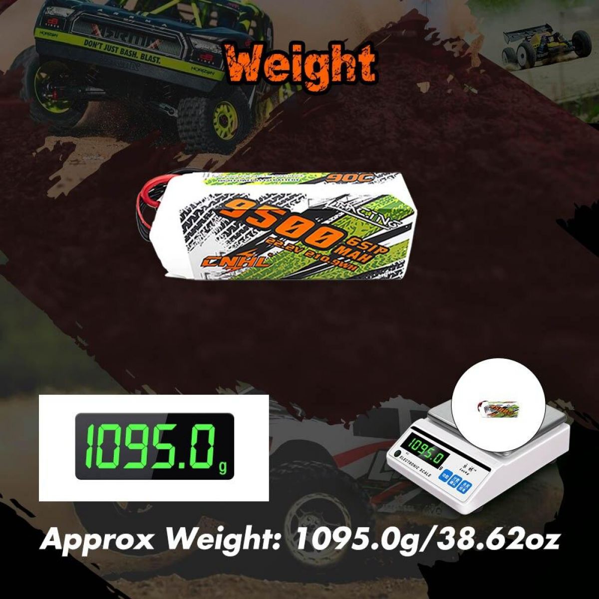 Аккумулятор CNHL Lipo 6S 22.2V 9500mAh 90C EC5 для FPV дрона, RC авто, лодок, танков, самолётов, вертолётов Аккумулятор CNHL Lipo 6S 22.2V 9500mAh 90C EC5 для FPV дрона, RC авто, лодок, танков, самолётов, вертолётов