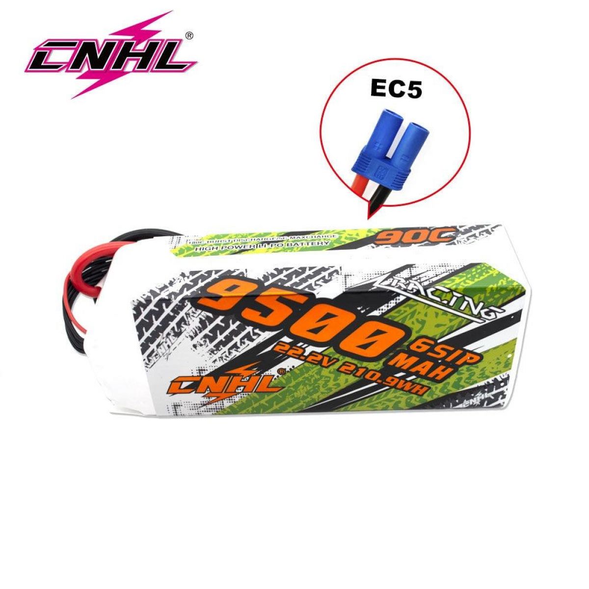 Аккумулятор CNHL Lipo 6S 22.2V 9500mAh 90C EC5 для FPV дрона, RC авто, лодок, танков, самолётов, вертолётов Аккумулятор CNHL Lipo 6S 22.2V 9500mAh 90C EC5 для FPV дрона, RC авто, лодок, танков, самолётов, вертолётов