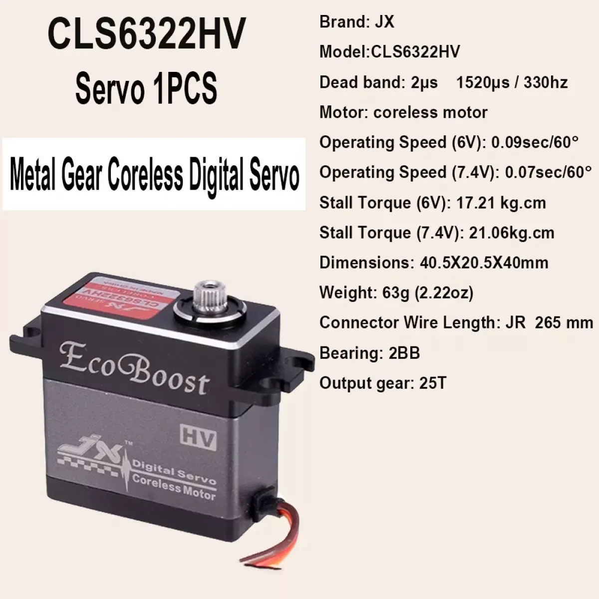 JX Servo CLS6336HV/CLS6322HV, 35кг/21кг, высокоточный цифровой сервопривод для RC вертолёта/авто JX Servo CLS6336HV/CLS6322HV, 35кг/21кг, высокоточный цифровой сервопривод для RC вертолёта/авто