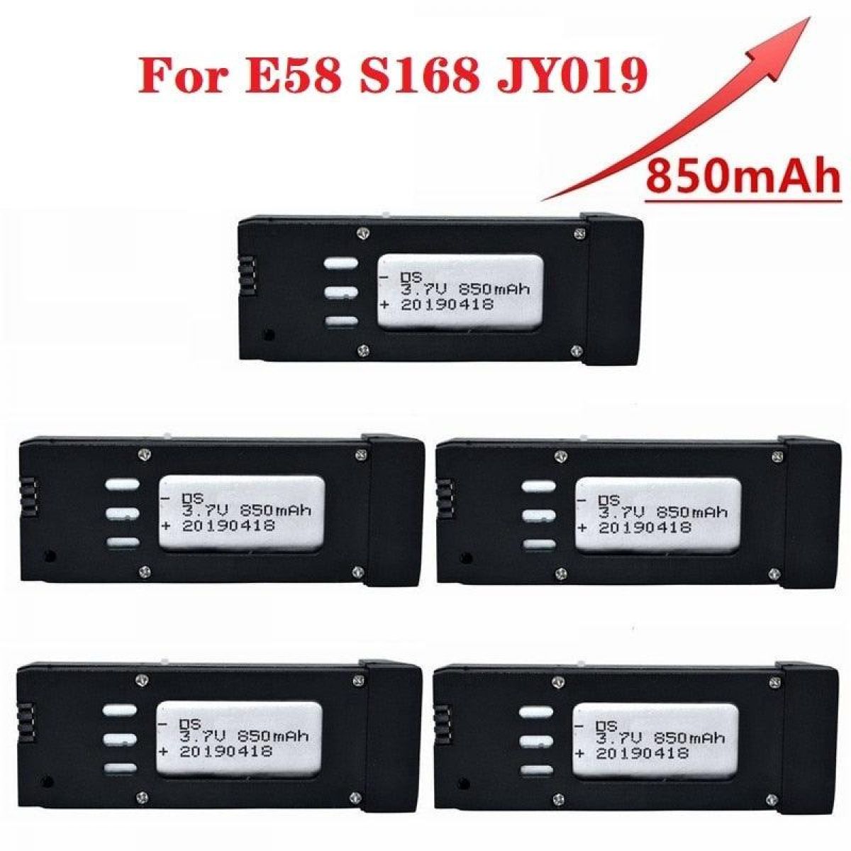 Аккумулятор 3.7V 850mAh для дрона E58 JY019 S168, запасная модульная батарея для квадрокоптера Аккумулятор 3.7V 850mAh для дрона E58 JY019 S168, запасная модульная батарея для квадрокоптера