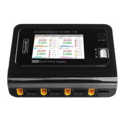Зарядное устройство ToolkitRC M4Q 4x50W 5A 1-4S AC/DC, 4 порта XT60/XT30, дисплей IPS для FPV дронов