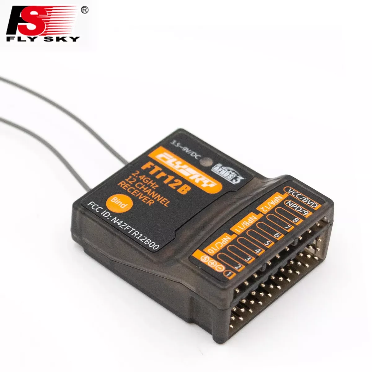 FLYSKY FTR12B 2.4ГГц 12-канальный приёмник для RC моделей, двойные антенны, AFHDS3, PL18, NB4 FLYSKY FTR12B 2.4ГГц 12-канальный приёмник для RC моделей, двойные антенны, AFHDS3, PL18, NB4