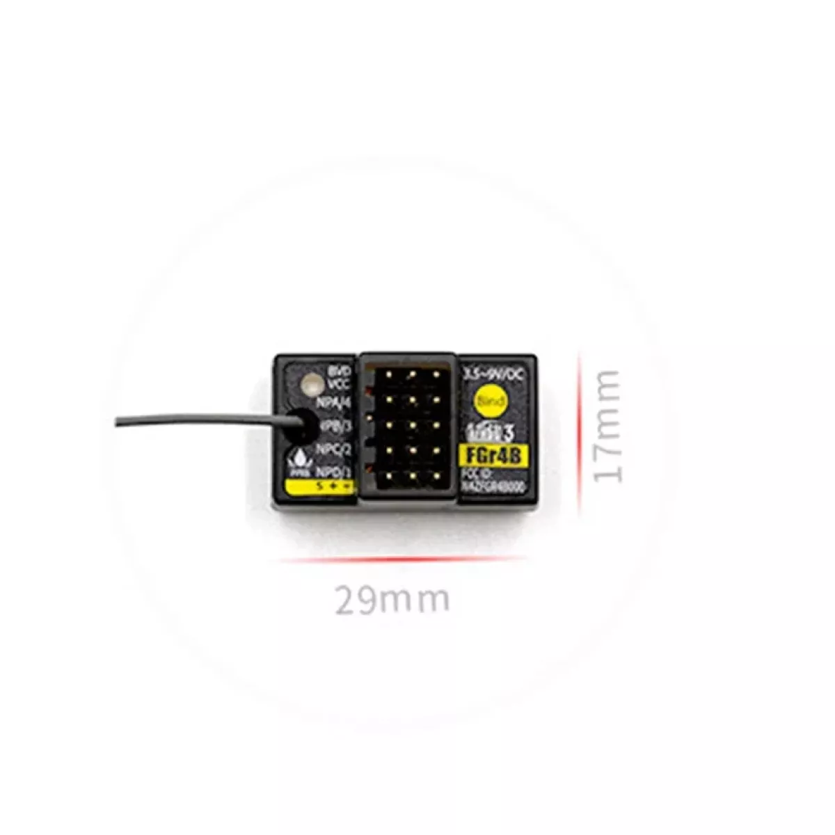 FlySky FGr4B 2.4G 4-канальный приёмник с одной антенной для AFHDS3, для авто и катеров RC FlySky FGr4B 2.4G 4-канальный приёмник с одной антенной для AFHDS3, для авто и катеров RC
