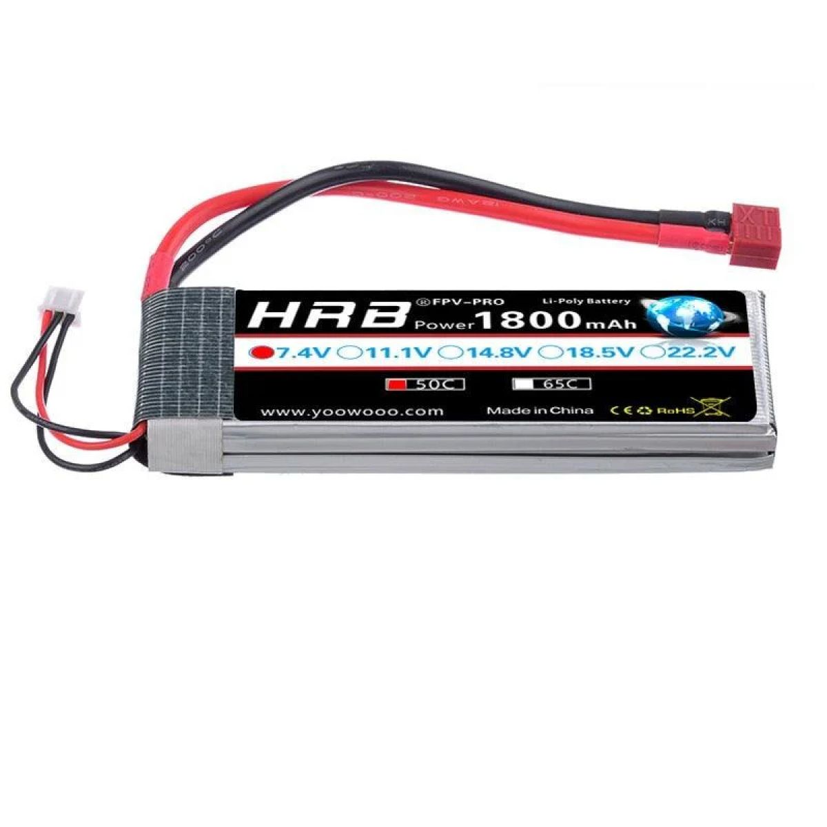 HRB 2S LiPo аккумулятор 7.4В 1800мАч 50C для RC машин, дронов, самолетов, FPV, трагов HRB 2S LiPo аккумулятор 7.4В 1800мАч 50C для RC машин, дронов, самолетов, FPV, трагов