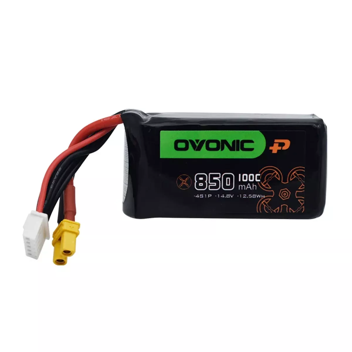 OVONIC 14.8В 4S 850мАч 100C LiPo аккумулятор для дрона с разъёмом XT30/XT60 OVONIC 14.8В 4S 850мАч 100C LiPo аккумулятор для дрона с разъёмом XT30/XT60
