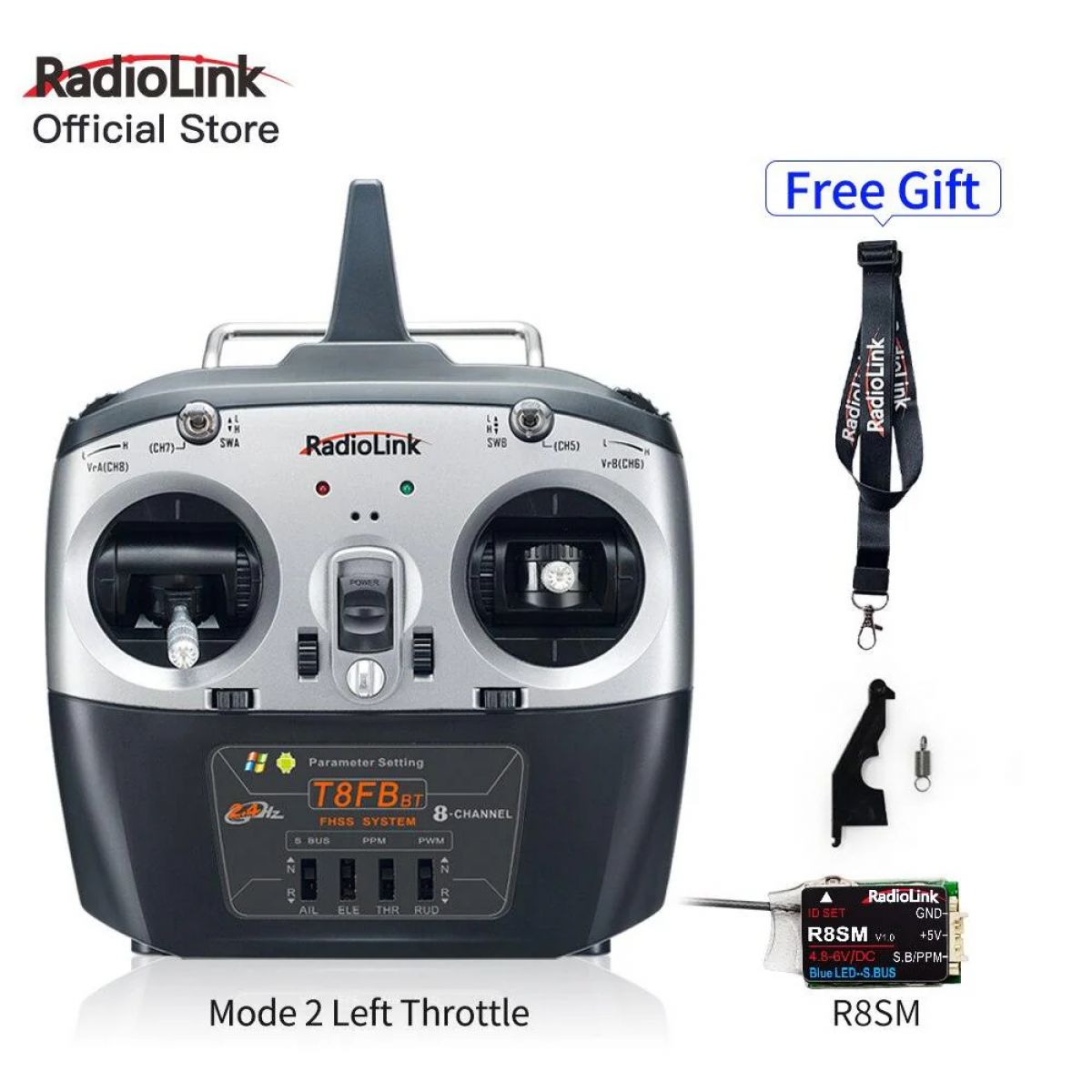 Radiolink T8FB BT 8-канальный 2.4G радиопередатчик с приёмником R8EF R8FM для FPV дронов и самолётов Radiolink T8FB BT 8-канальный 2.4G радиопередатчик с приёмником R8EF R8FM для FPV дронов и самолётов