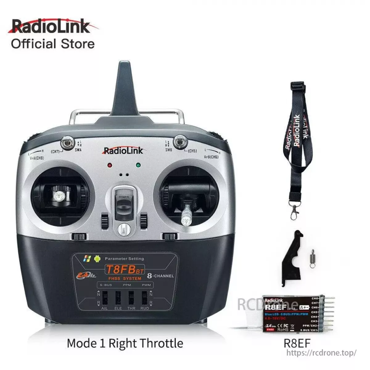 Radiolink T8FB BT 8-канальный 2.4G радиопередатчик с приёмником R8EF R8FM для FPV дронов и самолётов Radiolink T8FB BT 8-канальный 2.4G радиопередатчик с приёмником R8EF R8FM для FPV дронов и самолётов