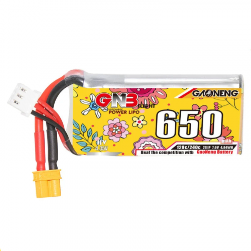 Аккумулятор Gaoneng GNB Lipo 650mAh 120C/240C 2S-8S с разъёмом XT30 для дронов
