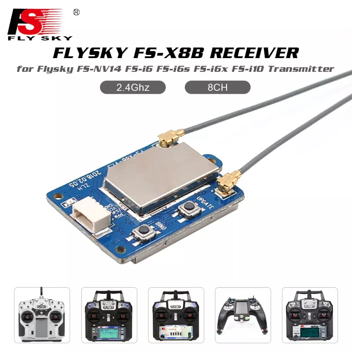 Приёмник Flysky FS-X8B 8CH 2.4G PPM/i-BUS AFHDS 2A для FS-NV14, FS-i6, FS-i6s, FS-i6x, FS-i8, FS-i10 Приёмник Flysky FS-X8B 8CH 2.4G PPM/i-BUS AFHDS 2A для FS-NV14, FS-i6, FS-i6s, FS-i6x, FS-i8, FS-i10