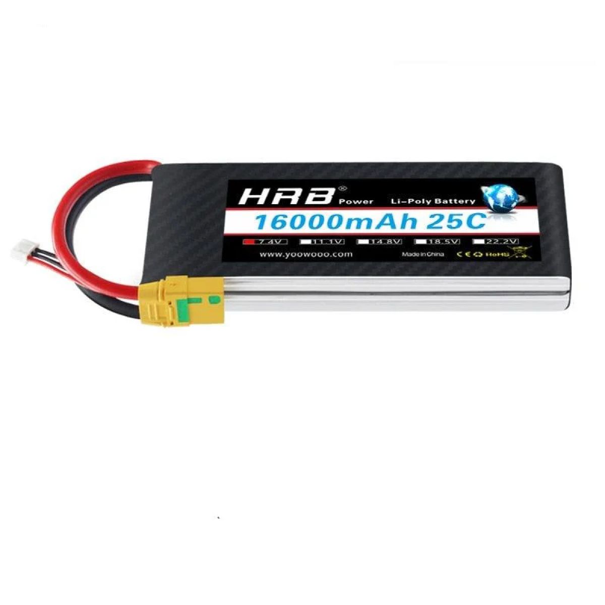 Аккумулятор HRB Lipo 2S 16000mAh 7.4V 25C для RC авто, лодок, дронов, игрушек, разъемы XT60/EC5 Аккумулятор HRB Lipo 2S 16000mAh 7.4V 25C для RC авто, лодок, дронов, игрушек, разъемы XT60/EC5