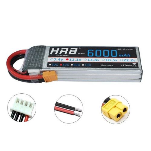 HRB Lipo 3S аккумулятор 11.1V 6000mAh 50C XT60/XT90/XT90-S/Deans T/EC5 для вертолёта, самолёта, авто, лодки