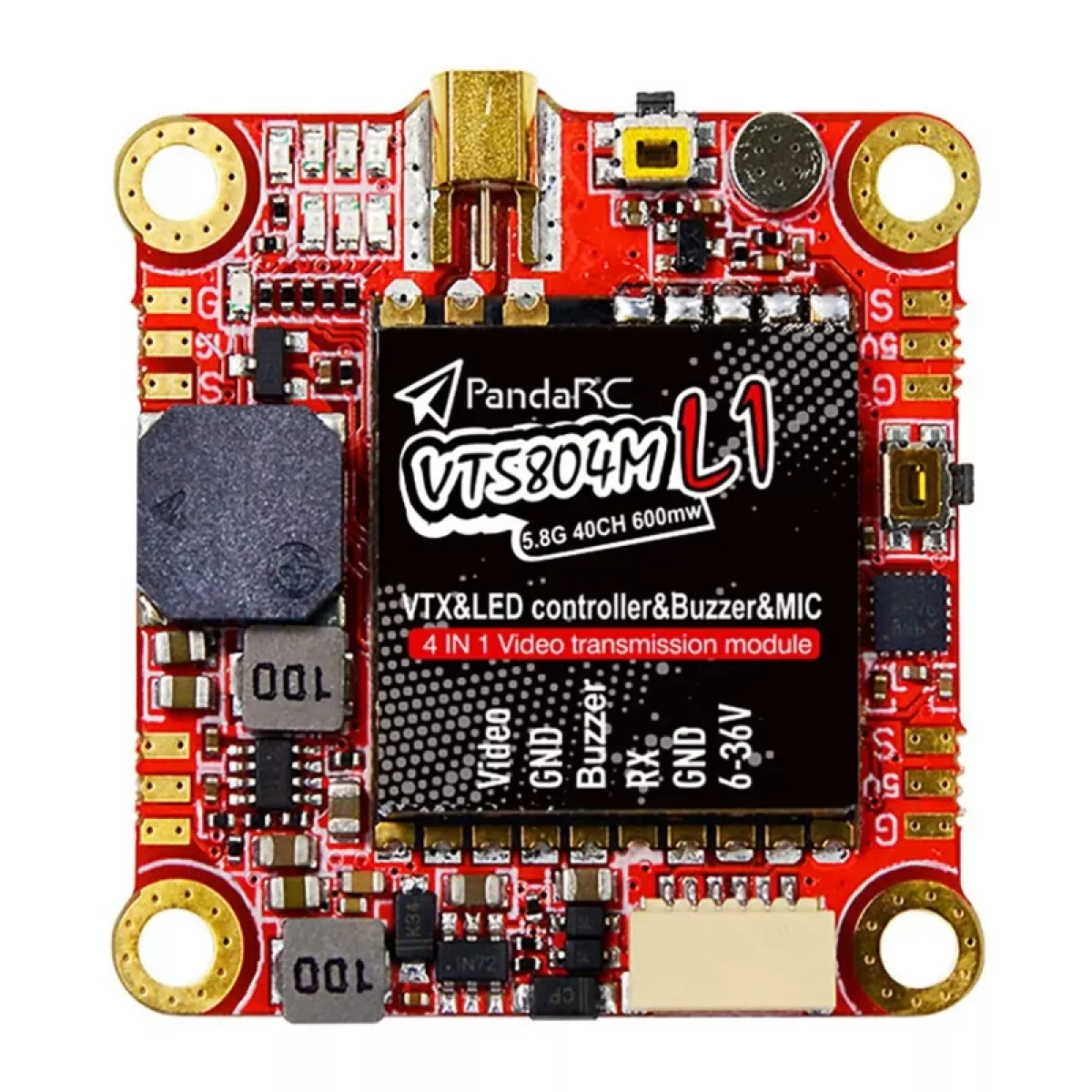 Передатчик Pandarc VT5804M L1 VTX 5.8ГГц, LED-контроллер, буззер для FPV гоночных дронов Передатчик Pandarc VT5804M L1 VTX 5.8ГГц, LED-контроллер, буззер для FPV гоночных дронов