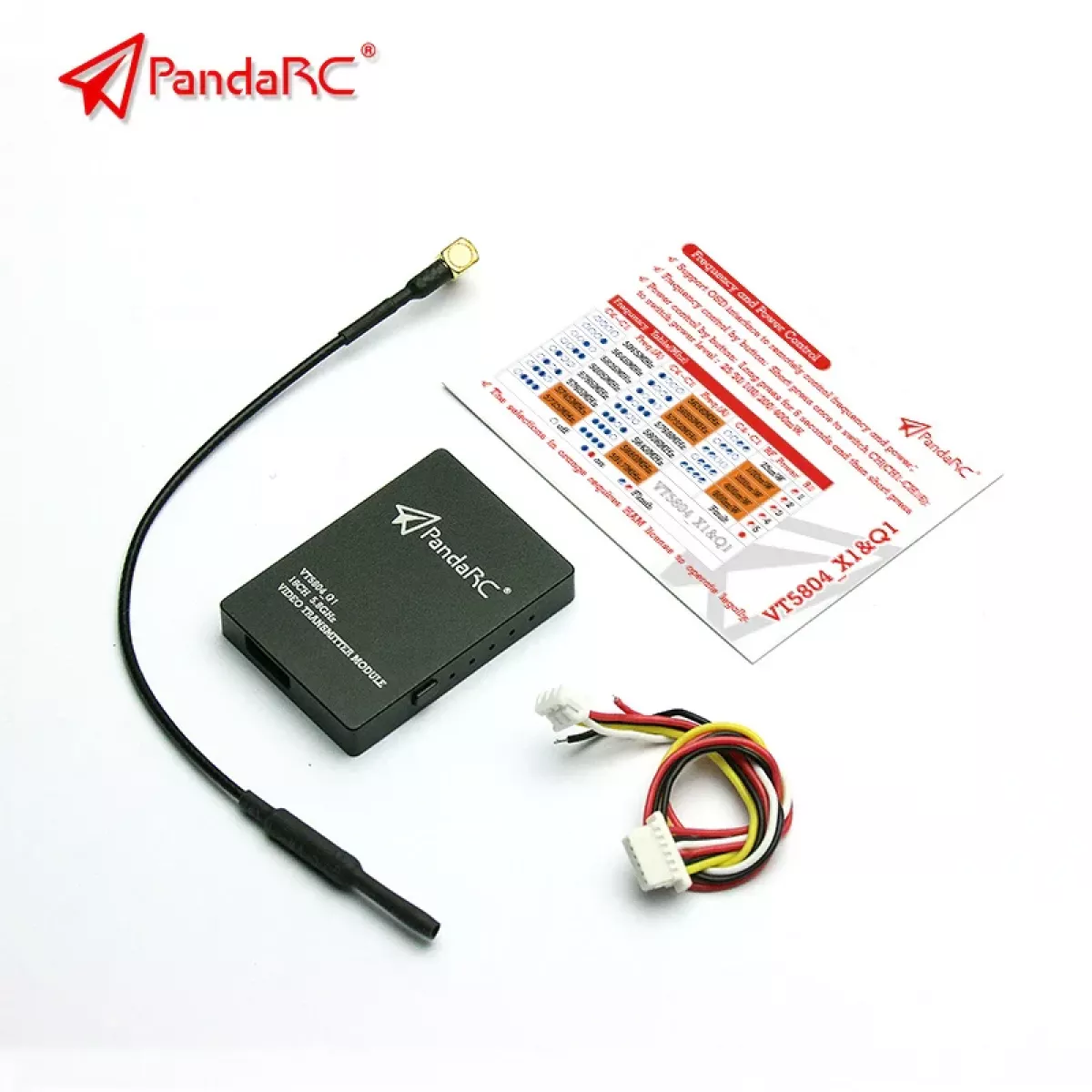 Передатчик PandaRC VT5804 X1 Q1 VTX 5.8ГГц 16 каналов 6–26В OSD для FPV-дронов гонок Передатчик PandaRC VT5804 X1 Q1 VTX 5.8ГГц 16 каналов 6–26В OSD для FPV-дронов гонок