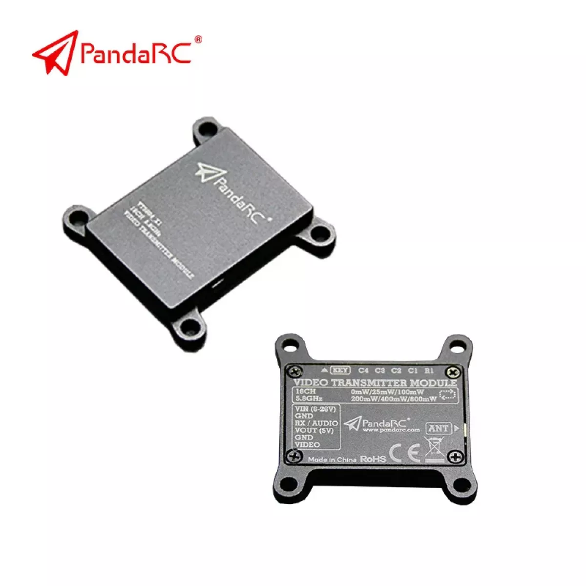 Передатчик PandaRC VT5804 X1 Q1 VTX 5.8ГГц 16 каналов 6–26В OSD для FPV-дронов гонок Передатчик PandaRC VT5804 X1 Q1 VTX 5.8ГГц 16 каналов 6–26В OSD для FPV-дронов гонок