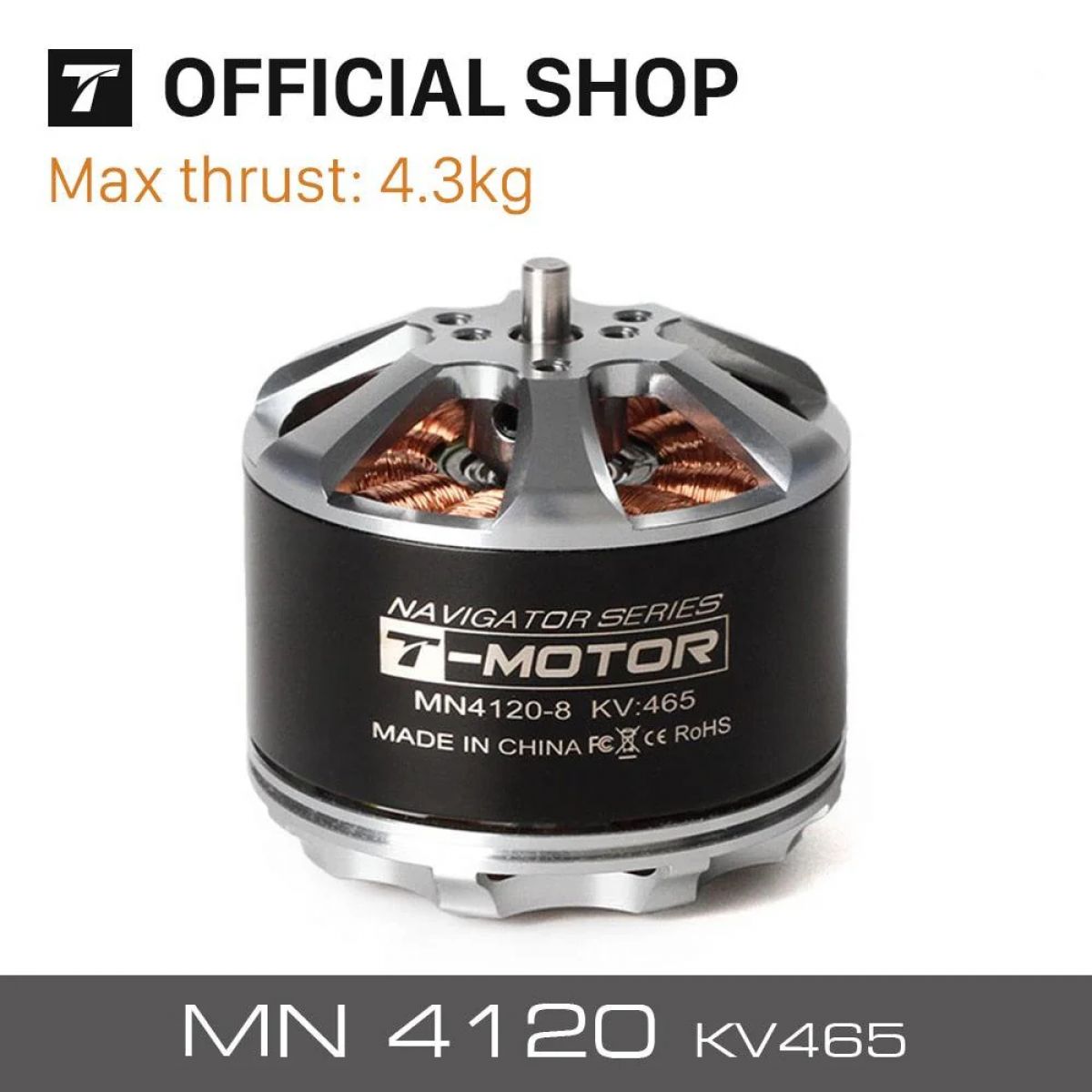 Бесколлекторный мотор T-Motor MN4120 KV465, тяга 4.3 кг для БПЛА, квадрокоптеров Бесколлекторный мотор T-Motor MN4120 KV465, тяга 4.3 кг для БПЛА, квадрокоптеров