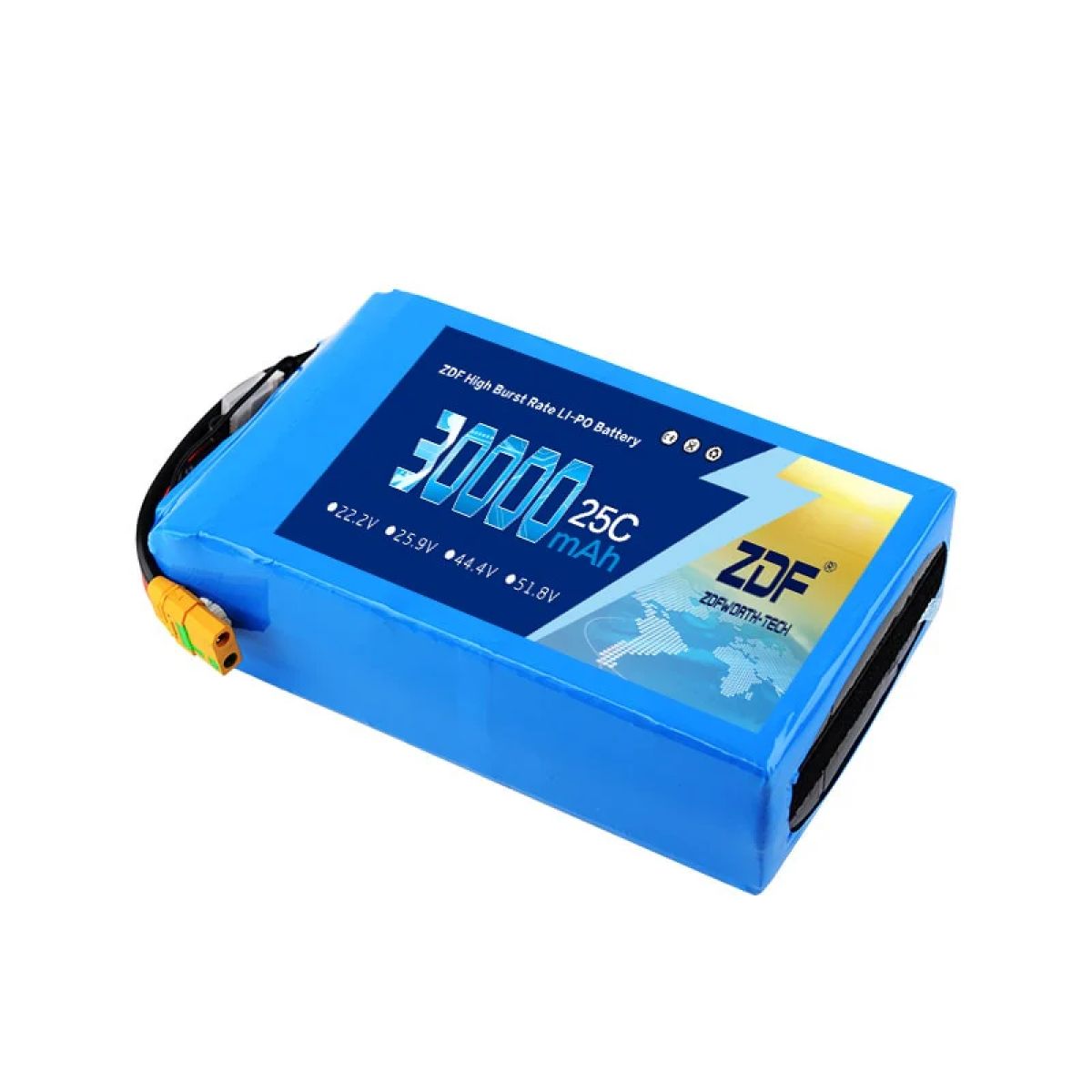 Аккумулятор ZDF LiPo 6S/7S/12S/14S 30000мАч 22.2–51.8В 25C с разъёмом XT90-S для дронов UAV Аккумулятор ZDF LiPo 6S/7S/12S/14S 30000мАч 22.2–51.8В 25C с разъёмом XT90-S для дронов UAV