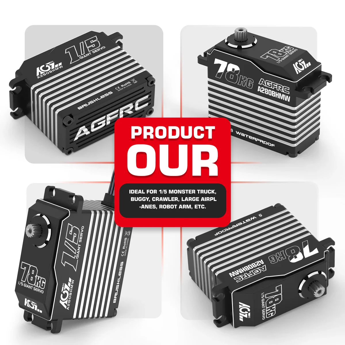 AGFRC A280BHMW/A280BHLW 78КГ/100КГ HV WP бесщеточный серво для 1/5 RC авто, самолётов, катеров AGFRC A280BHMW/A280BHLW 78КГ/100КГ HV WP бесщеточный серво для 1/5 RC авто, самолётов, катеров