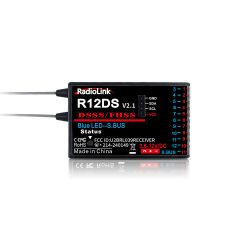 RadioLink R12DS 2.4ГГц 12-канальный приёмник с телеметрией PWM SBUS DSSS FHSS для самолёта, дрона, авто, лодки