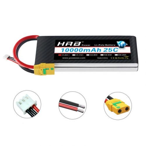Аккумулятор HRB Lipo 2S 7.4V 10000/12000/16000mAh 25C, разъёмы XT60/T/Deans/EC5/XT90/XT90-S/XT150/AS150 для RC