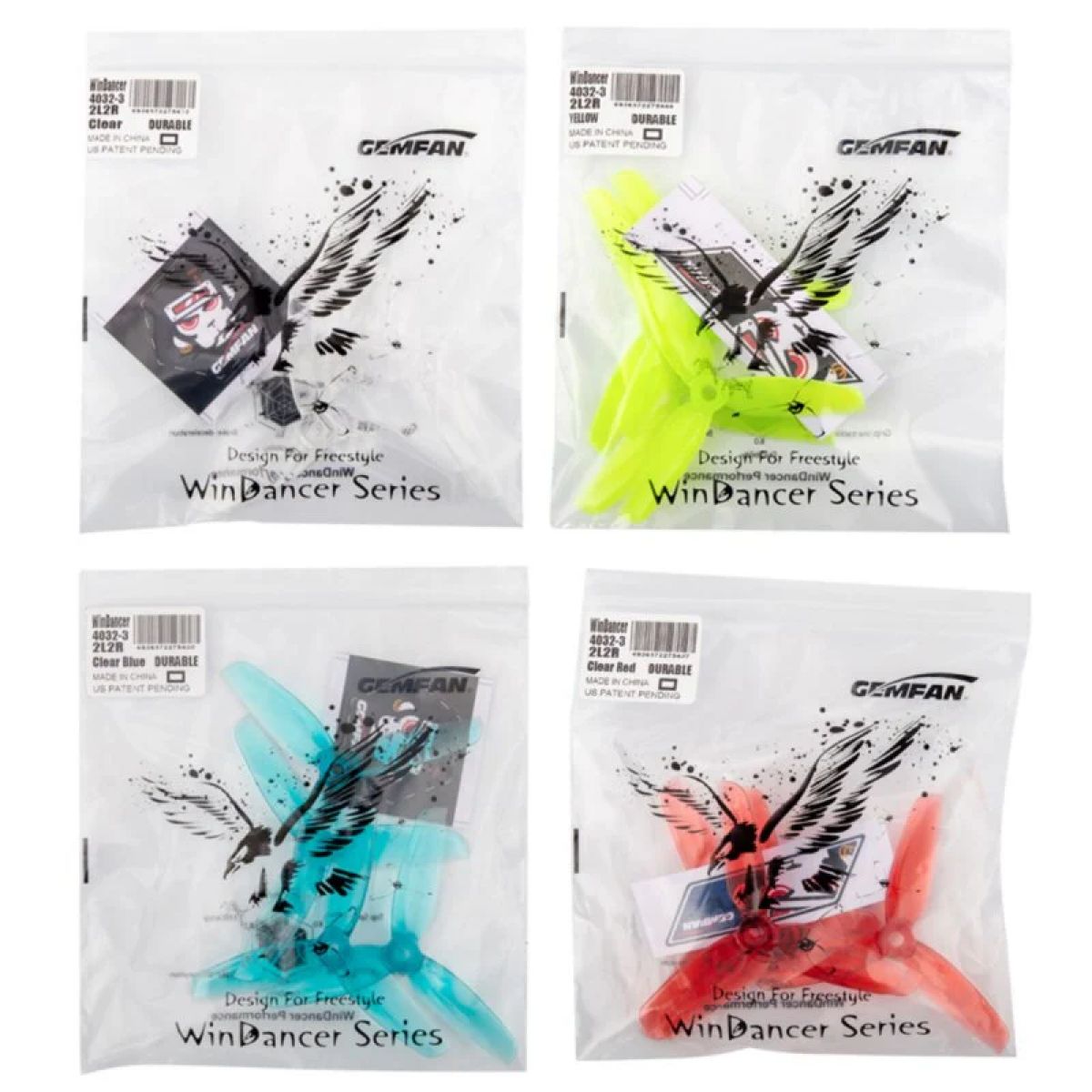 Пропеллеры Gemfan WinDancer 4032 4 дюйма 8/12 пар CW/CCW для FPV 4" гоночных дронов Пропеллеры Gemfan WinDancer 4032 4 дюйма 8/12 пар CW/CCW для FPV 4" гоночных дронов